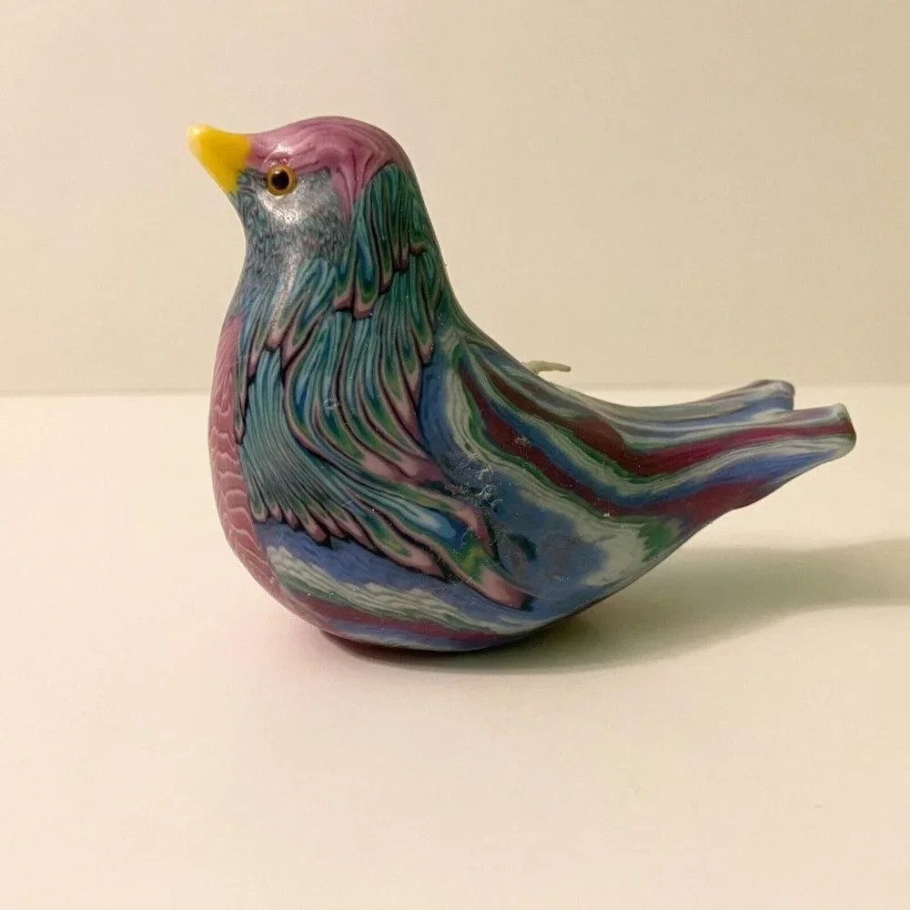 Vintage Swaziland Bird Swazi Candle Hand Made 4 Inch Tall Colorful Figure